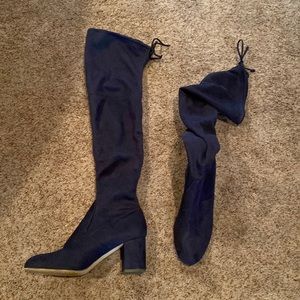Charles by Charles David Navy Blue knee high suede boots EUC